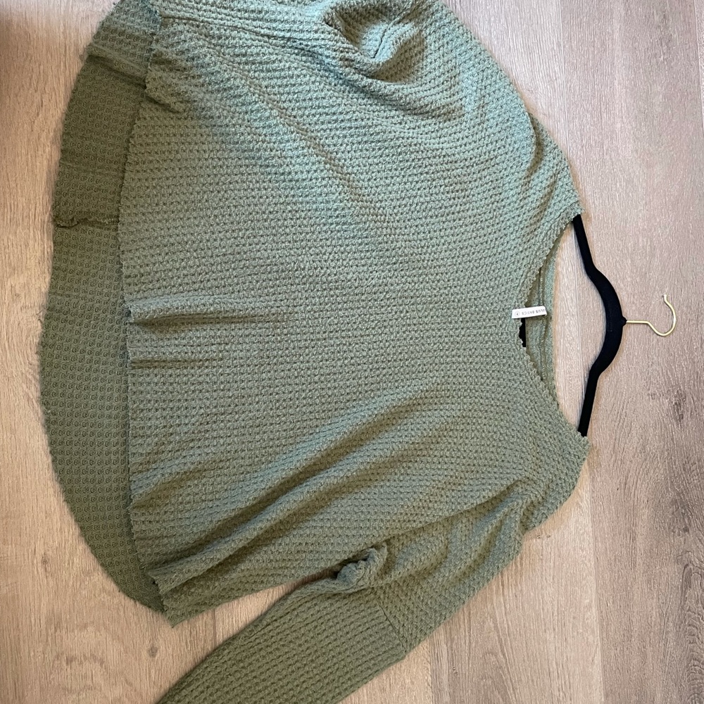 Green waffle crop top